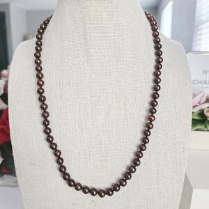 Beautiful Brown Pearls Sterling Silver Necklace